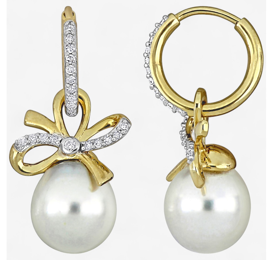 Image 746739.jpg, Product 746-739 / Price $2,199.99, Amour Pearls 14K Yellow Gold Cultured South Sea Pearl Diamond Bow Earring from Amour Pearls on TSC.ca's Jewellery department