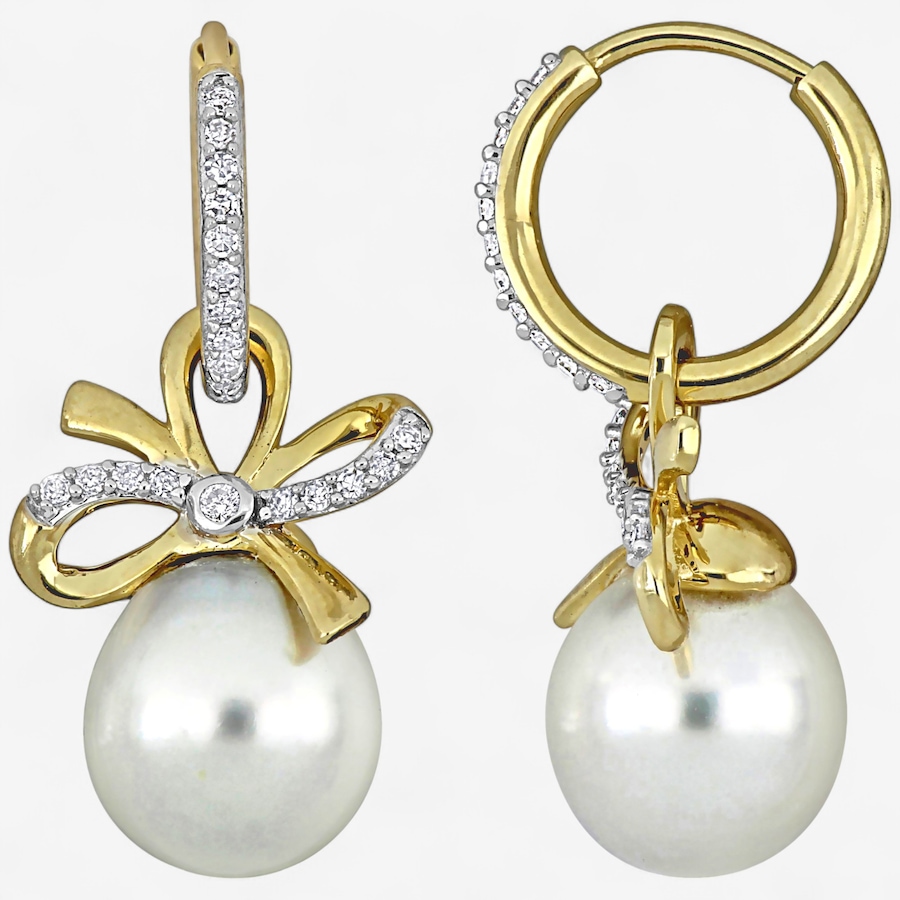 Image 746739.jpg, Product 746-739 / Price $2,999.99, Amour Pearls 14K Yellow Gold Cultured South Sea Pearl Diamond Bow Earring from Amour Pearls on TSC.ca's Jewellery department