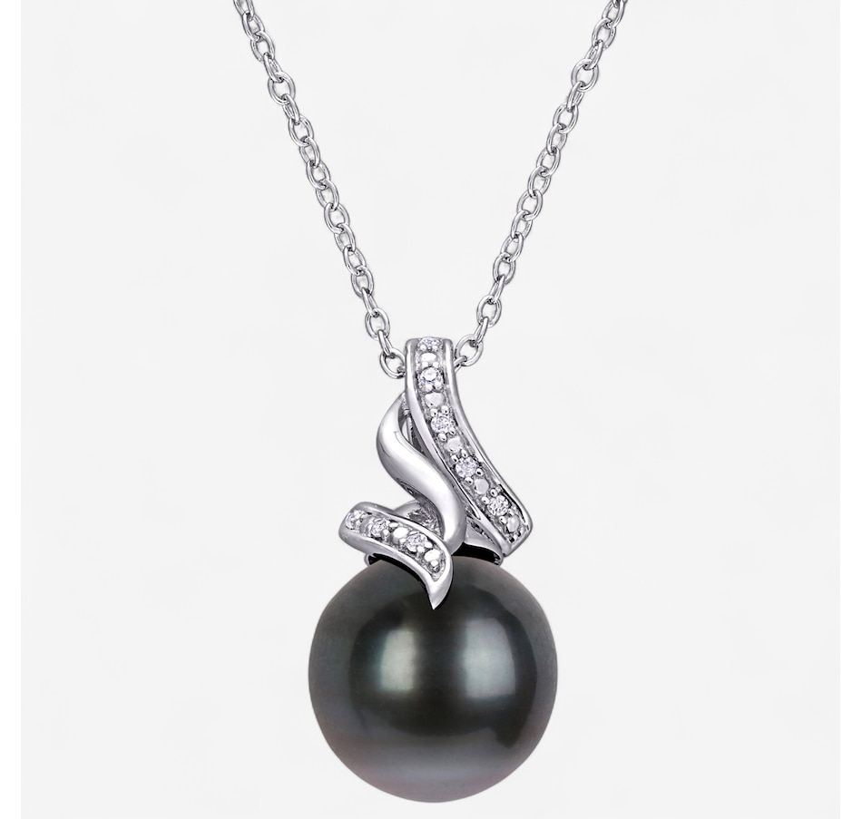 Image 746754.jpg, Product 746-754 / Price $169.99, Amour Pearls Sterling Silver Cultured Tahitian Pearl Diamond Twist Pendant from Amour Pearls on TSC.ca's Jewellery department