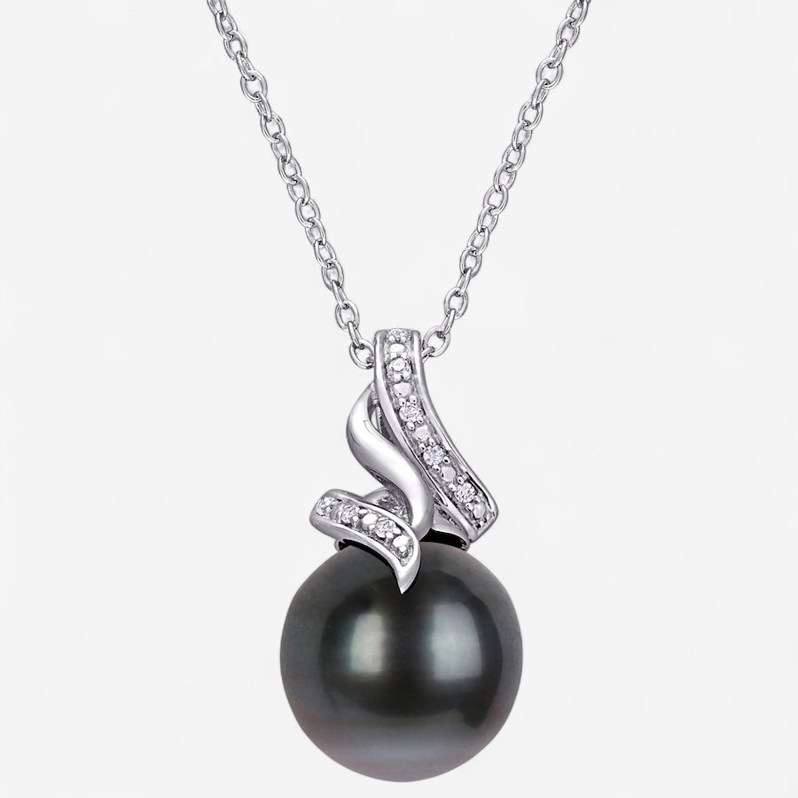 Image 746754.jpg, Product 746-754 / Price $169.99, Amour Pearls Sterling Silver Cultured Tahitian Pearl Diamond Twist Pendant from Amour Pearls on TSC.ca's Jewellery department