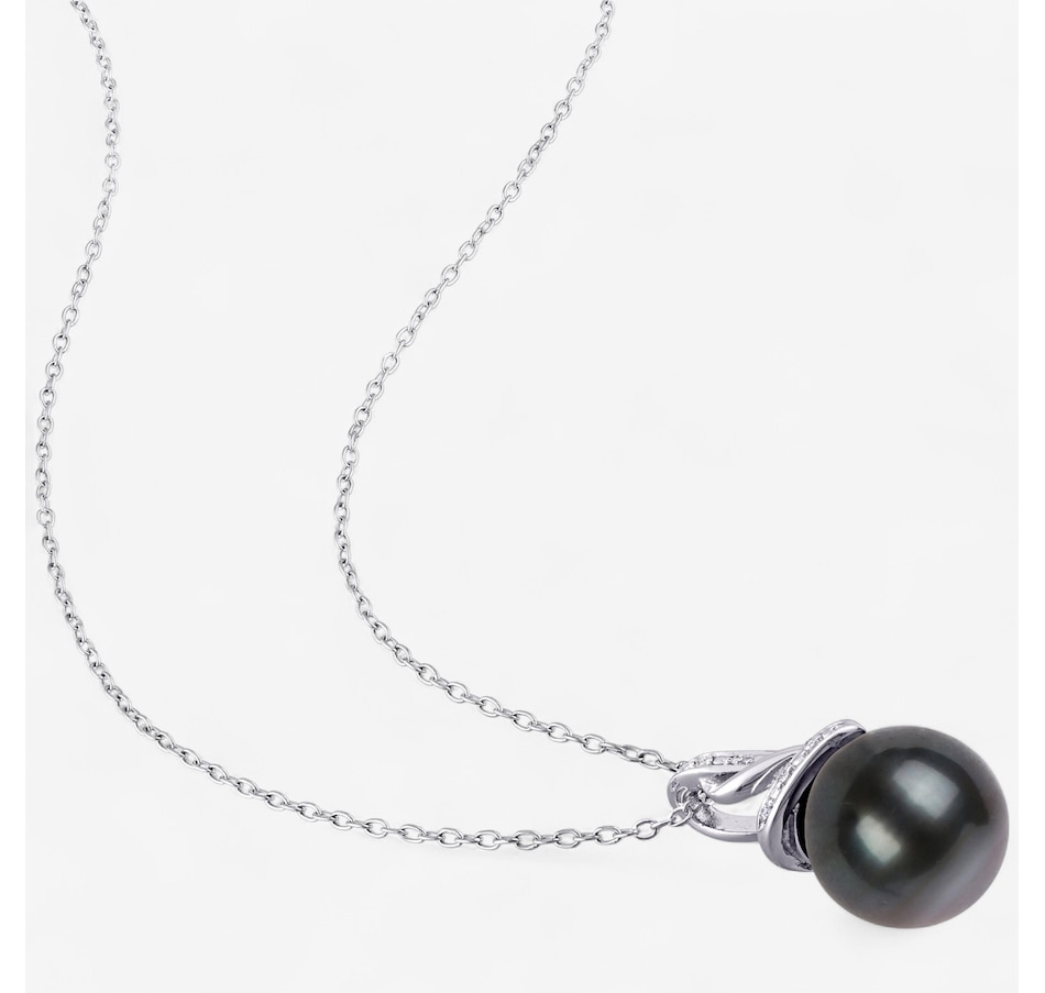 Image 746754_ALTMORE1.jpg, Product 746-754 / Price $169.99, Amour Pearls Sterling Silver Cultured Tahitian Pearl Diamond Twist Pendant from Amour Pearls on TSC.ca's Jewellery department