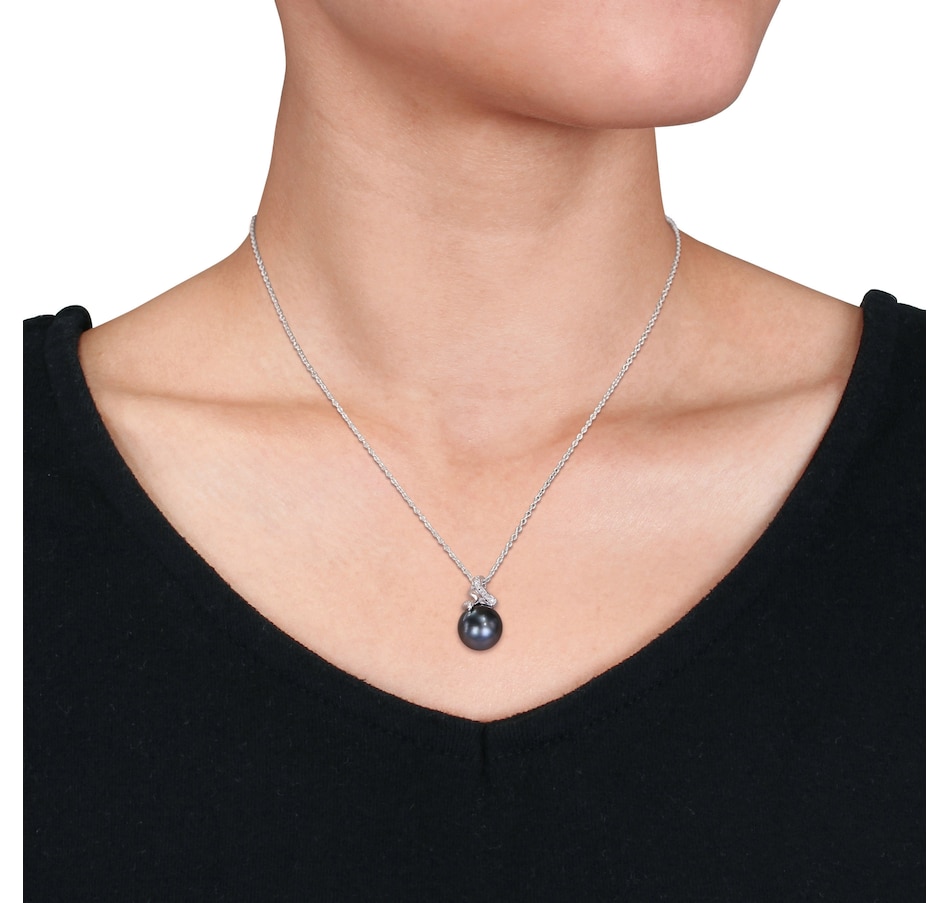 Image 746754_ALTMORE2.jpg, Product 746-754 / Price $169.99, Amour Pearls Sterling Silver Cultured Tahitian Pearl Diamond Twist Pendant from Amour Pearls on TSC.ca's Jewellery department