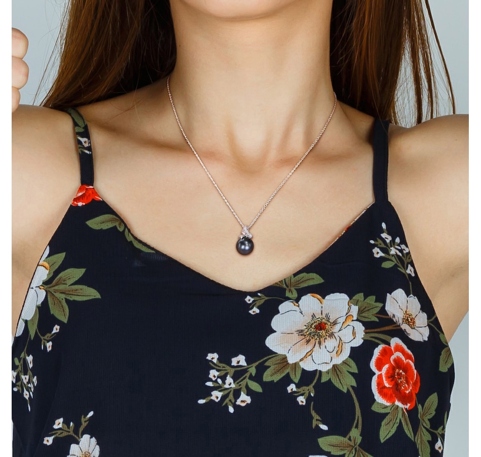 Image 746754_ALTMORE3.jpg, Product 746-754 / Price $169.99, Amour Pearls Sterling Silver Cultured Tahitian Pearl Diamond Twist Pendant from Amour Pearls on TSC.ca's Jewellery department