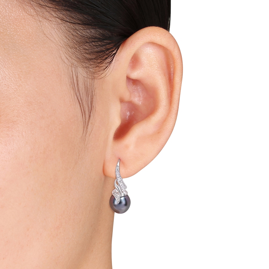 Image 746755_ALTMORE3.jpg, Product 746-755 / Price $269.99, Amour Pearls Sterling Silver Cultured Tahitian Pearl Diamond Twist Earrings from Amour Pearls on TSC.ca's Jewellery department