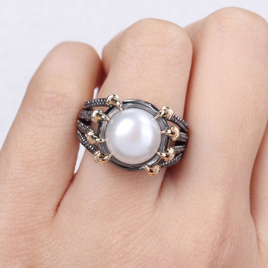 Image 746764_ALTMORE5.jpg, Product 746-764 / Price $129.99, Amour Pearls Sterling Silver Cultured Freshwater Pearl Multi Shank Men's Ring from Amour Pearls on TSC.ca's Jewellery department