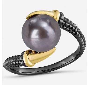 Amour Pearls Sterling Silver Two-Tone Cultured Freshwater Pearl Men's Ring