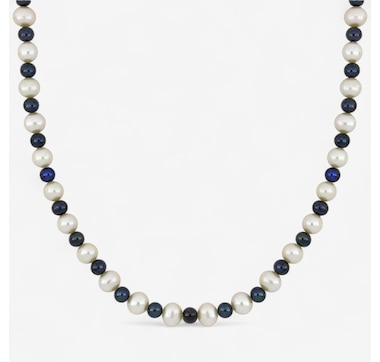 Amour Pearls Sterling Silver Cultured Black White FreshWater Pearl Necklace