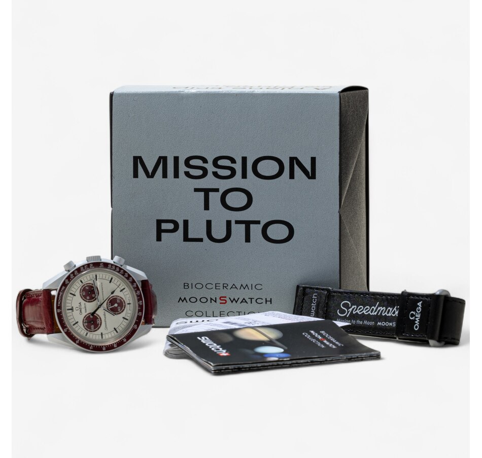 Image 746775_ALTMORE7.jpg, Product 746-775 / Price $295.00, Estate Originals SWATCH/OMEGA SPEEDMASTER MOONSWATCH MISSION TO PLUTO Swiss Made Watch from Estate Originals on TSC.ca's Jewellery department