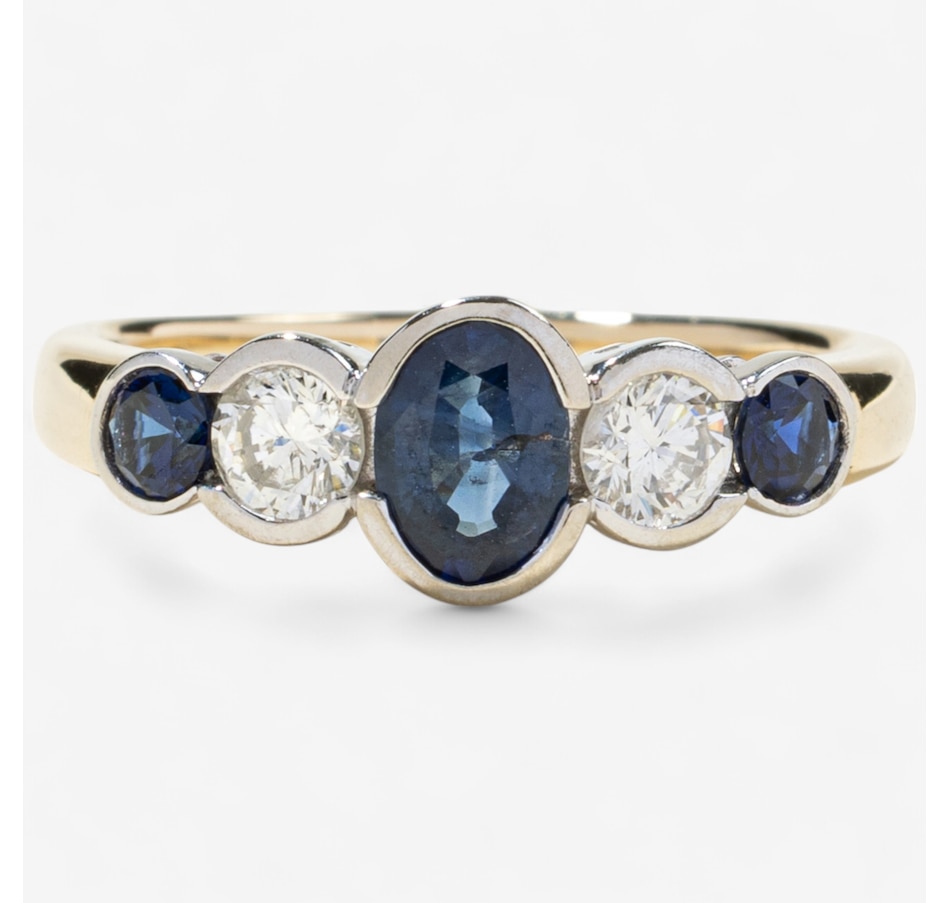 Image 746782.jpg, Product 746-782 / Price $1,695.00, Estate Originals 14K Yellow and White Gold 5-Across Sapphire and Diamond Ring from Estate Originals on TSC.ca's Jewellery department
