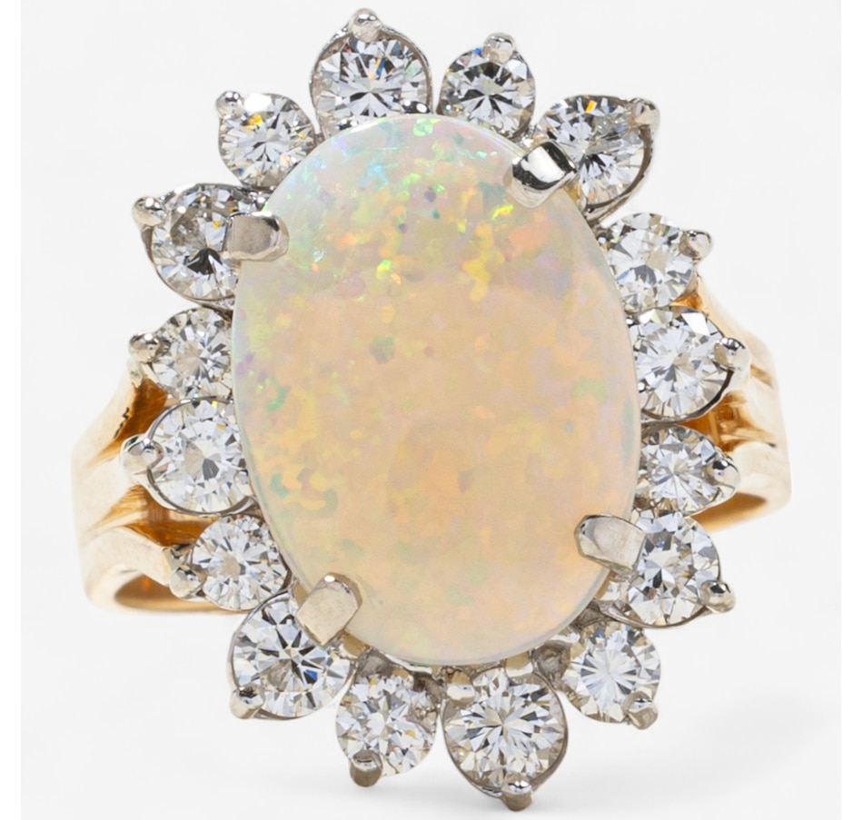 Image 746801.jpg, Product 746-801 / Price $5,495.00, Estate Originals 18K Yellow and White Gold 3.25 Carat Opal and Diamond Cluster Ring from Estate Originals on TSC.ca's Jewellery department