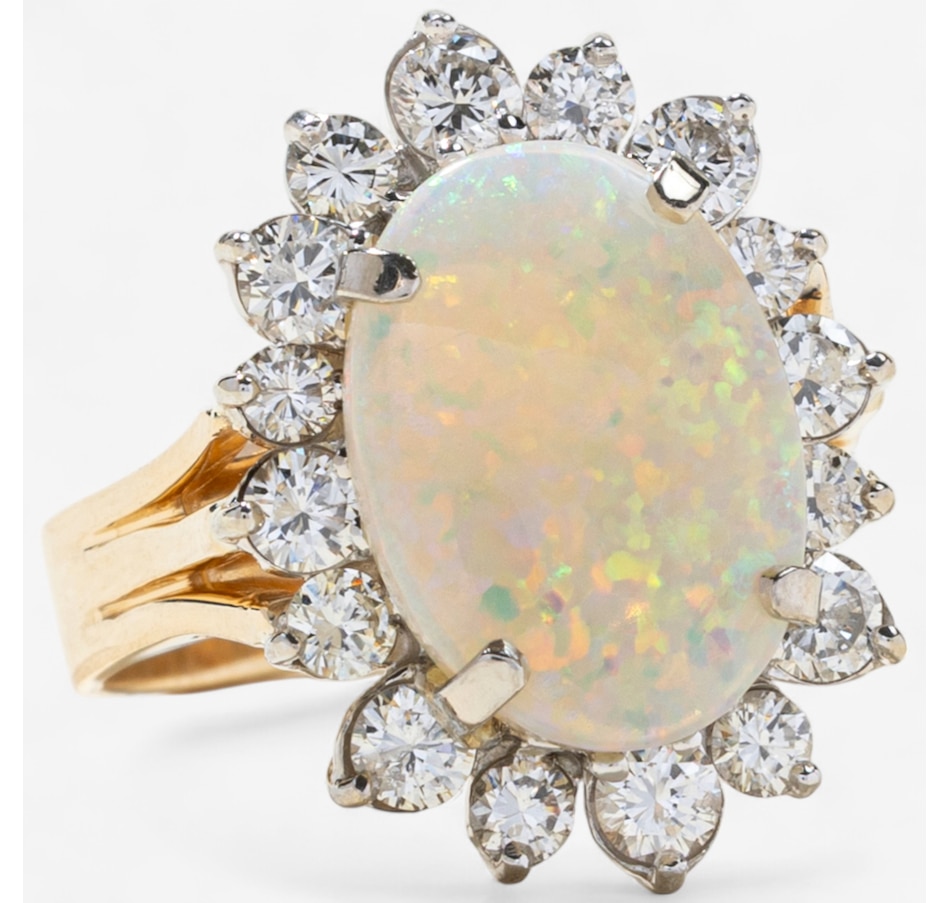 Image 746801_ALTMORE1.jpg, Product 746-801 / Price $5,495.00, Estate Originals 18K Yellow and White Gold 3.25 Carat Opal and Diamond Cluster Ring from Estate Originals on TSC.ca's Jewellery department