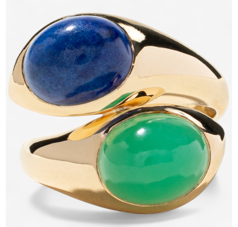 Image 746802.jpg, Product 746-802 / Price $3,995.00, Estate Originals 18K Yellow Gold Lapis Lazuli and Green Chalcedony Bypass Ring from Estate Originals on TSC.ca's Jewellery department
