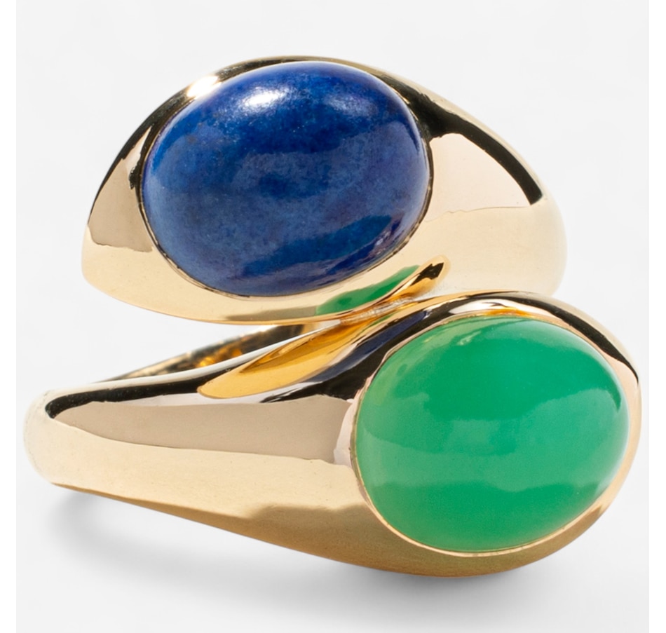 Image 746802_ALTMORE1.jpg, Product 746-802 / Price $3,995.00, Estate Originals 18K Yellow Gold Lapis Lazuli and Green Chalcedony Bypass Ring from Estate Originals on TSC.ca's Jewellery department