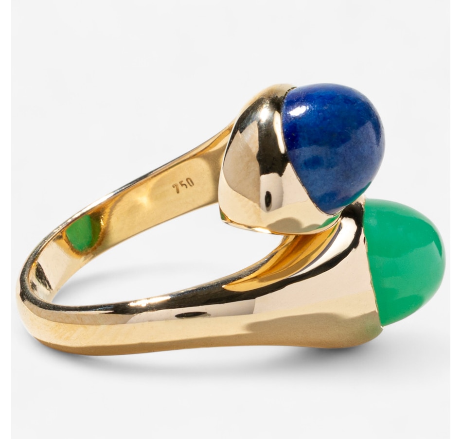 Image 746802_ALTMORE2.jpg, Product 746-802 / Price $3,995.00, Estate Originals 18K Yellow Gold Lapis Lazuli and Green Chalcedony Bypass Ring from Estate Originals on TSC.ca's Jewellery department