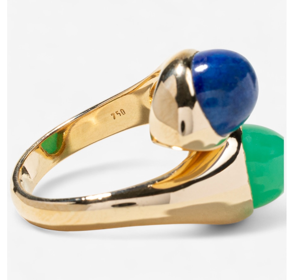 Image 746802_ALTMORE3.jpg, Product 746-802 / Price $3,995.00, Estate Originals 18K Yellow Gold Lapis Lazuli and Green Chalcedony Bypass Ring from Estate Originals on TSC.ca's Jewellery department