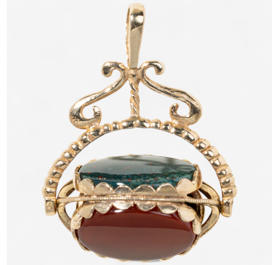 Image 746807.jpg, Product 746-807 / Price $1,995.00, Estate Originals Antique 9K Gold Spinner Fob with Carnelian, Onyx, and Bloodstone from Estate Originals on TSC.ca's Jewellery department