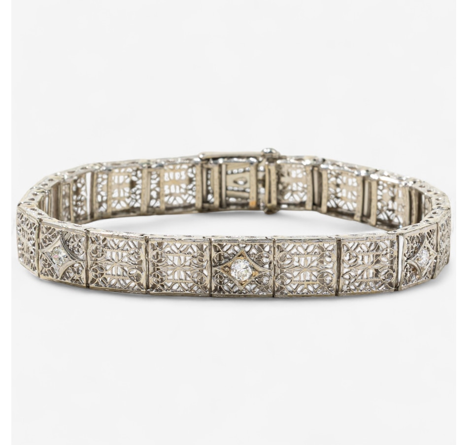 Image 746810.jpg, Product 746-810 / Price $4,495.00, Estate Originals 14K White Gold 7.25" Old European-Cut Diamond Filigree Bracelet from Estate Originals on TSC.ca's Jewellery department