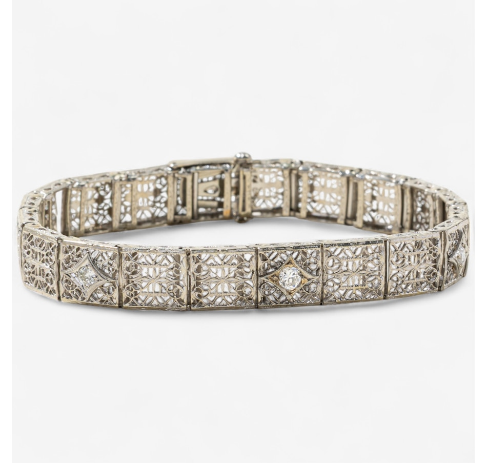 Image 746810_ALTMORE1.jpg, Product 746-810 / Price $4,495.00, Estate Originals 14K White Gold 7.25" Old European-Cut Diamond Filigree Bracelet from Estate Originals on TSC.ca's Jewellery department