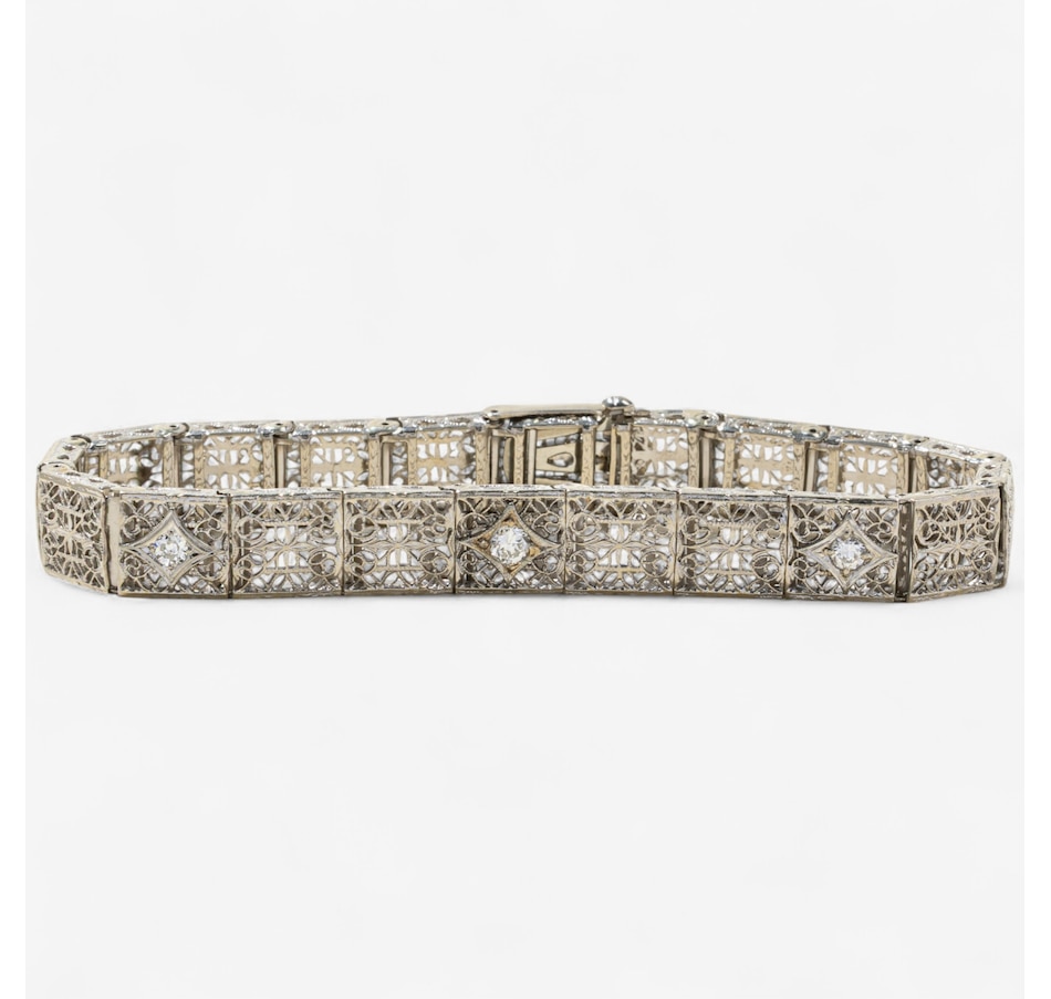Image 746810_ALTMORE2.jpg, Product 746-810 / Price $4,495.00, Estate Originals 14K White Gold 7.25" Old European-Cut Diamond Filigree Bracelet from Estate Originals on TSC.ca's Jewellery department