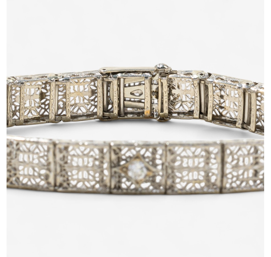 Image 746810_ALTMORE3.jpg, Product 746-810 / Price $4,495.00, Estate Originals 14K White Gold 7.25" Old European-Cut Diamond Filigree Bracelet from Estate Originals on TSC.ca's Jewellery department