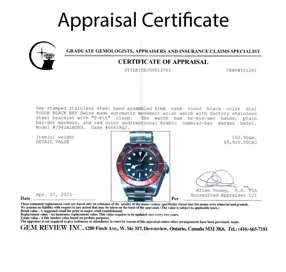 Image 746814_ALTMORE8.jpg, Product 746-814 / Price $5,595.00, Estate Originals Stainless steel TUDOR BLACK BAY Swiss Made Wristwatch with Burgundy Bezel from Estate Originals on TSC.ca's Jewellery department