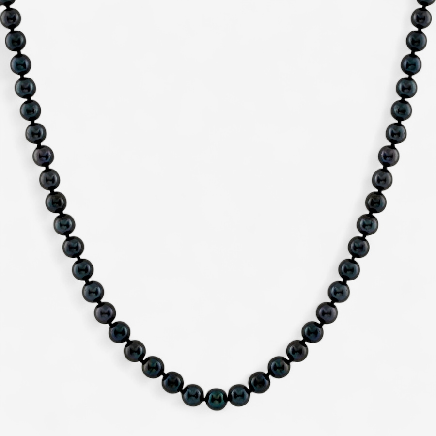 Image 746825.jpg, Product 746-825 / Price $749.99, 14K Yellow Gold 6mm-7mm Round Black Akoya Cultured Pearl Necklace from The Vault on TSC.ca's Jewellery department