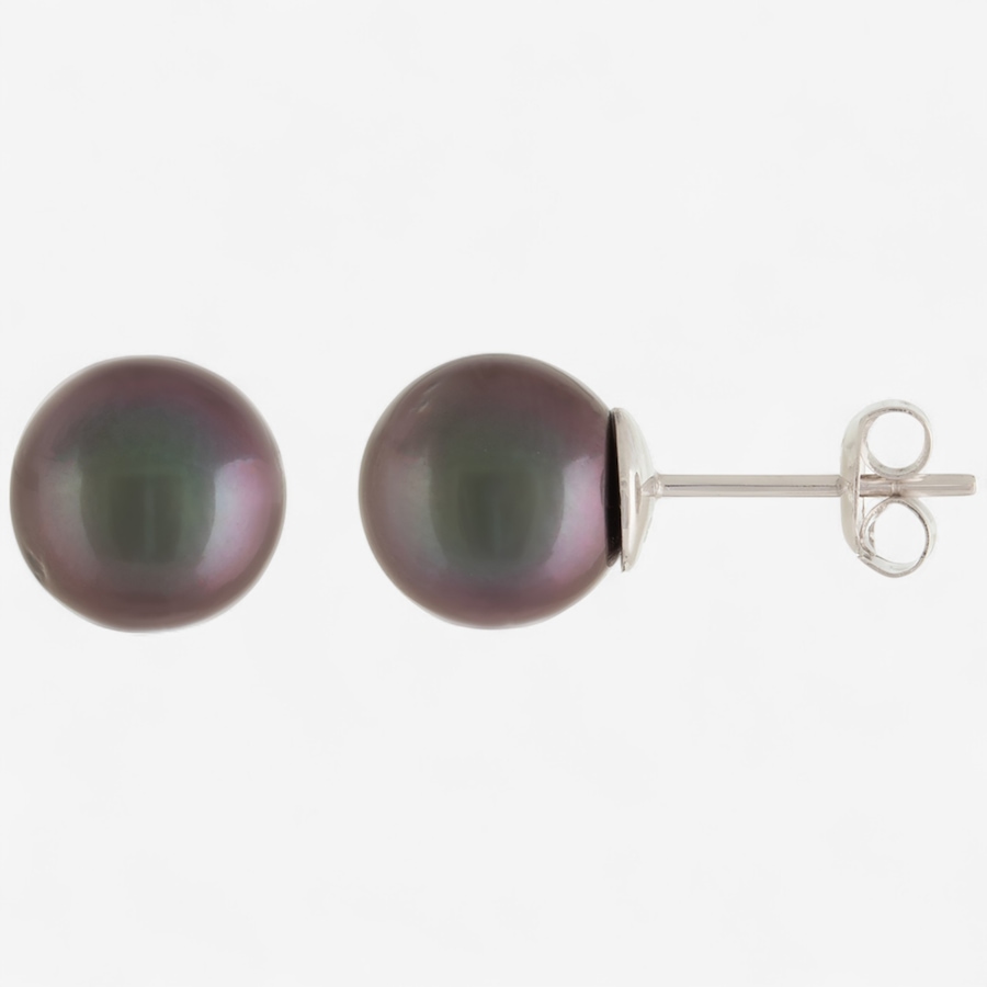 Image 746827.jpg, Product 746-827 / Price $549.99, 14K White Gold 9mm Black Tahitian Cultured Pearl Earrings from The Vault on TSC.ca's Jewellery department