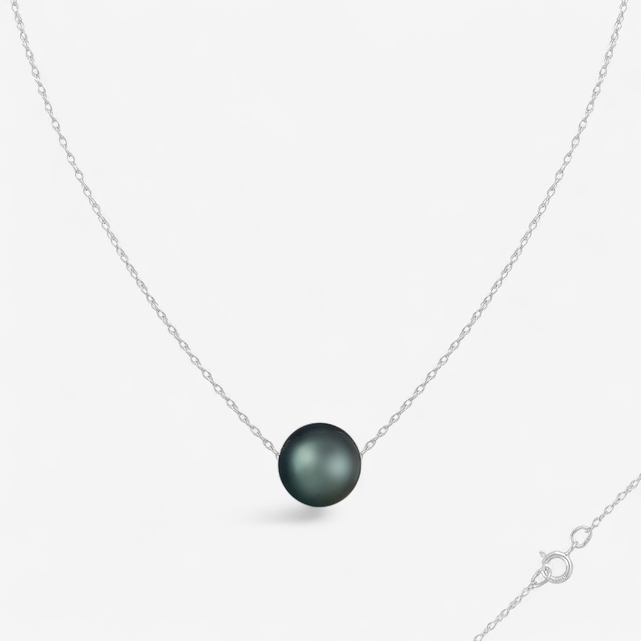 Image 746829.jpg, Product 746-829 / Price $299.99, 14K White Gold 8mm-9mm Black Tahitian Cultured Pearl Pendant with Chain from The Vault on TSC.ca's Jewellery department