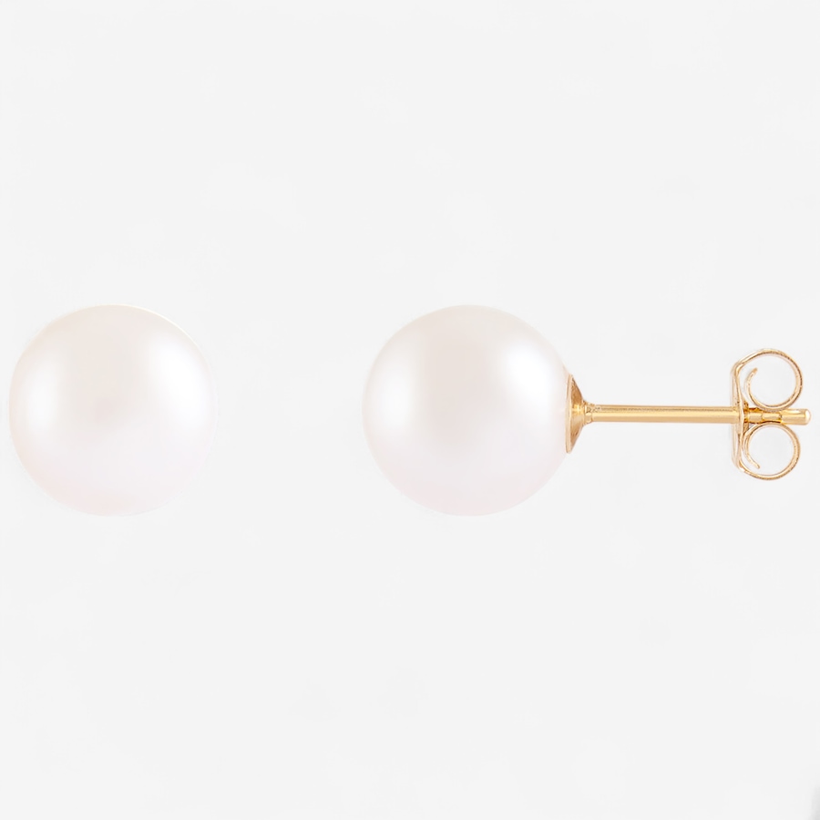Image 746831.jpg, Product 746-831 / Price $129.99, 14K Yellow Gold 5mm-6mm Round White Akoya Cultured Pearl Earrings from The Vault on TSC.ca's Jewellery department
