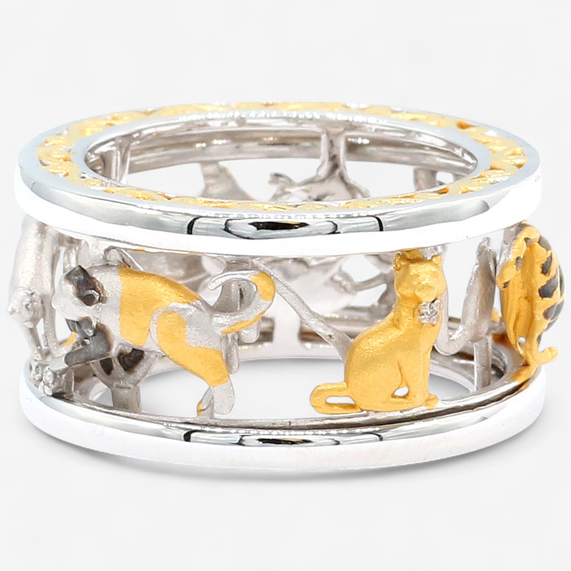 Gems En Vogue Palladium Silver Diamond Eternity Spinner Ring