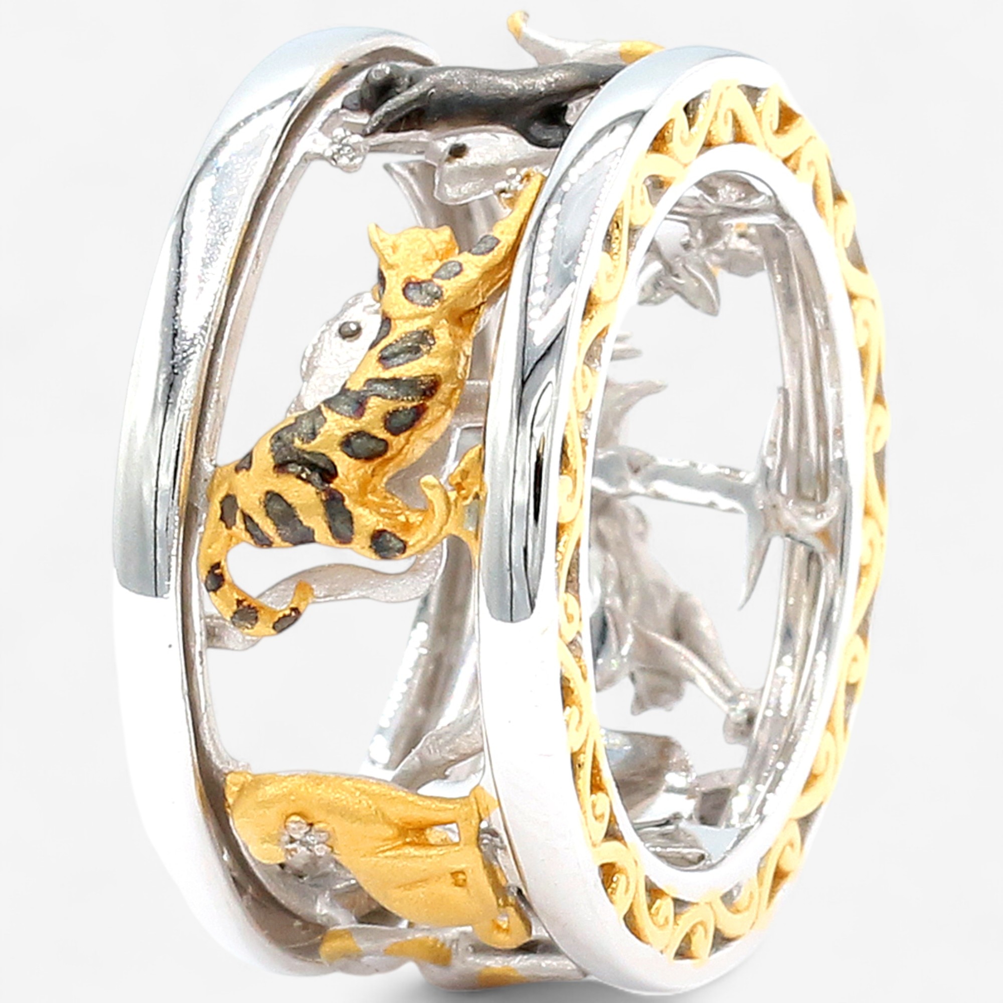 Gems En Vogue Palladium Silver Diamond Eternity Spinner Ring