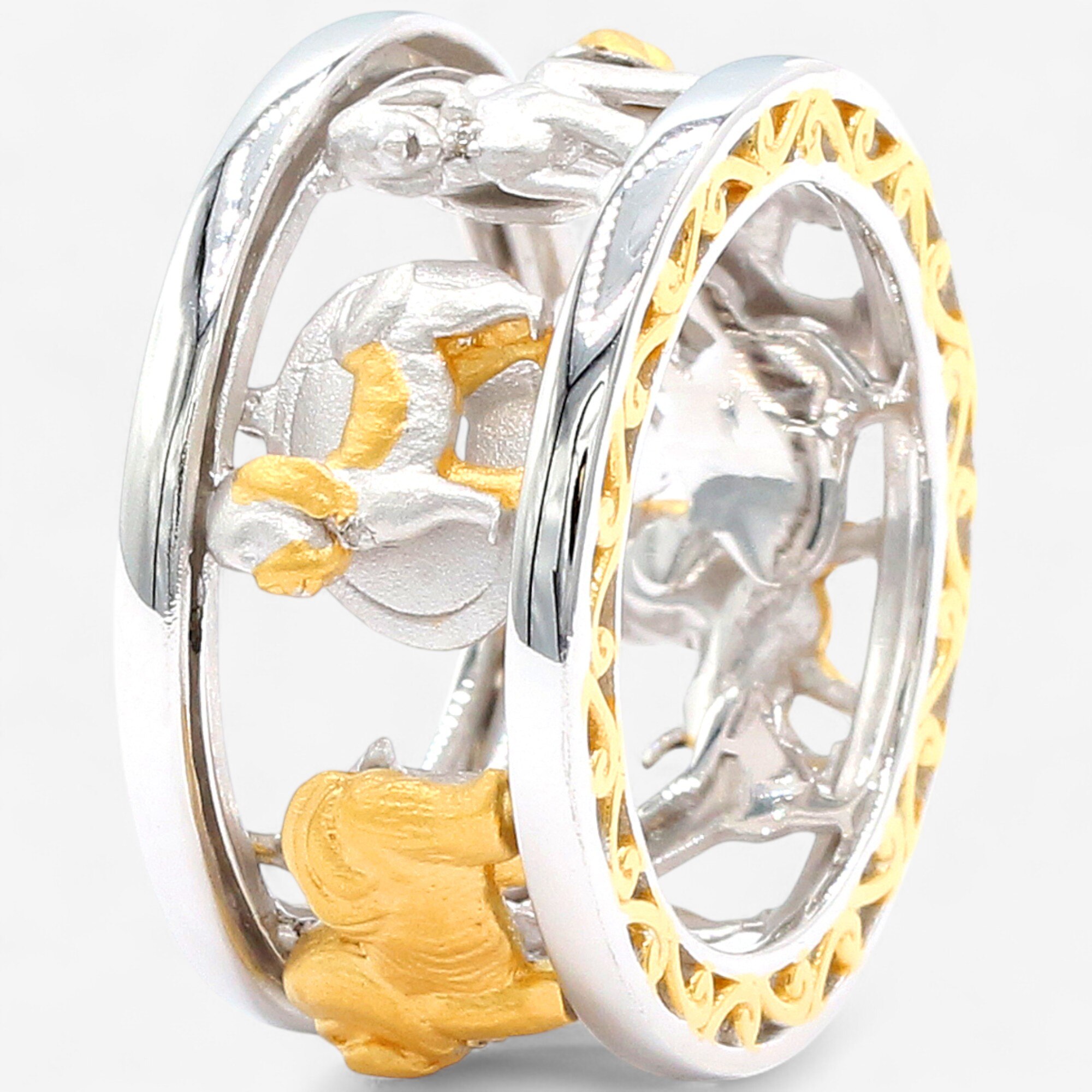Gems En Vogue Palladium Silver Diamond Eternity Spinner Ring