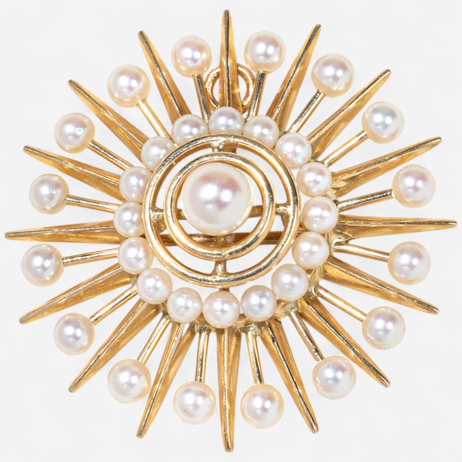Image 746922_ALTMORE3.jpg, Product 746-922 / Price $2,695.00, Estate Originals 14K Yellow Gold Cultured Pearl Starburst Motif Brooch/Pendant from Estate Originals on TSC.ca's Jewellery department