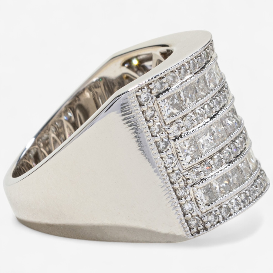 Image 746928_ALTMORE2.jpg, Product 746-928 / Price $6,295.00, Estate Originals 14K Custom Made White Gold 7 Row Princess and Round Brilliant Cut Diamond Ring from Estate Originals on TSC.ca's Jewellery department