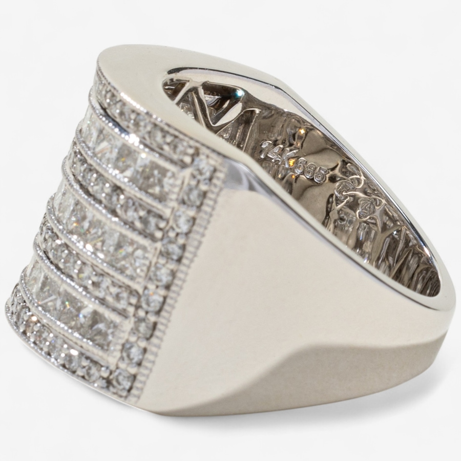 Image 746928_ALTMORE4.jpg, Product 746-928 / Price $6,295.00, Estate Originals 14K Custom Made White Gold 7 Row Princess and Round Brilliant Cut Diamond Ring from Estate Originals on TSC.ca's Jewellery department