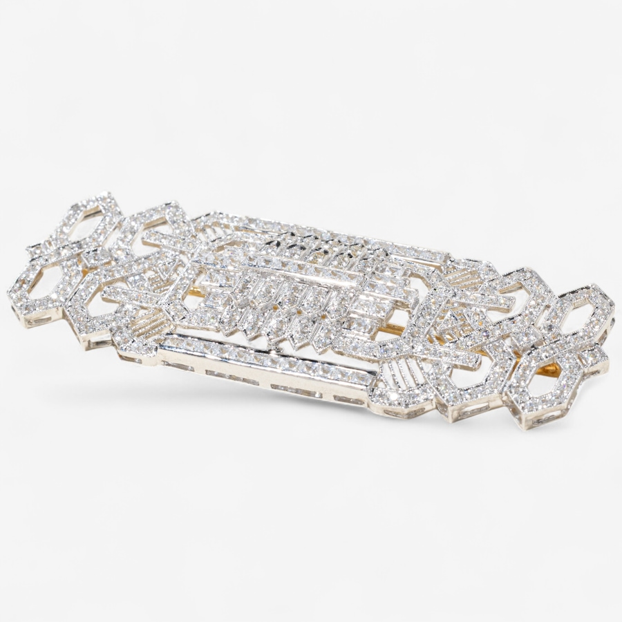 Image 746947_ALTMORE2.jpg, Product 746-947 / Price $4,295.00, Estate Originals 18K White and Yellow Gold Art Deco Inspired Brooch, Set with Cubic Zirconia from Estate Originals on TSC.ca's Jewellery department