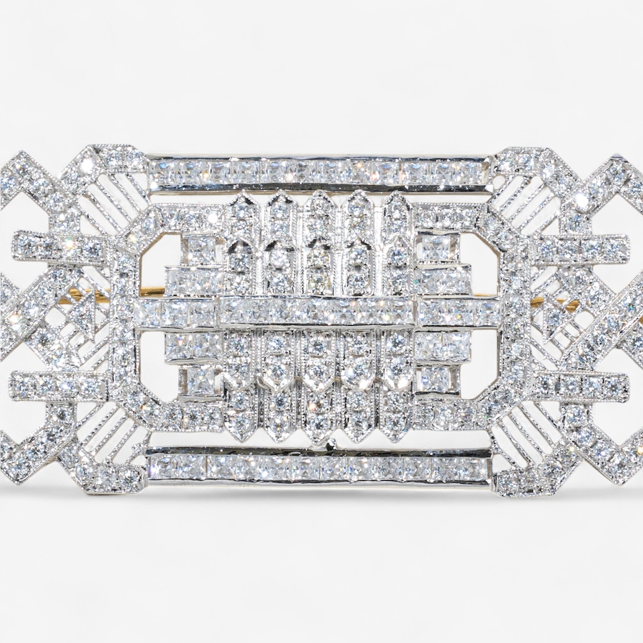 Image 746947_ALTMORE3.jpg, Product 746-947 / Price $4,295.00, Estate Originals 18K White and Yellow Gold Art Deco Inspired Brooch, Set with Cubic Zirconia from Estate Originals on TSC.ca's Jewellery department