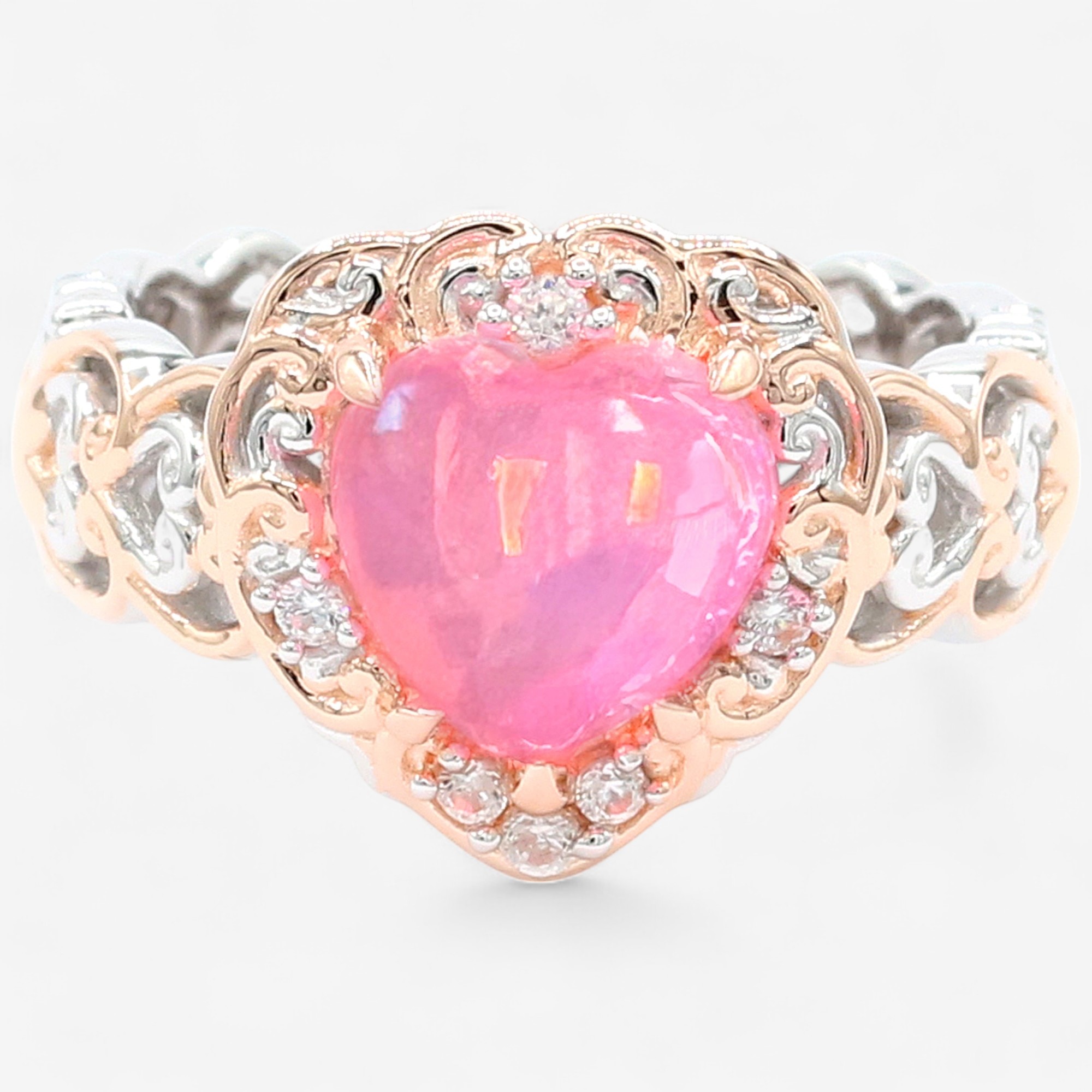 LOVECHROME® Gems En Vogue Palladium Silver Pink Ethiopian Opal & White