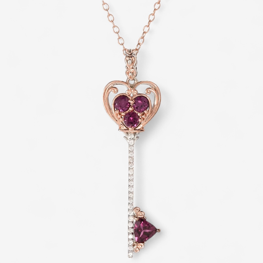 Image 746982.jpg, Product 746-982 / Price $239.99, Gems En Vogue Silver Palladium Garnet And White Zircon Heart Key Pendant from Gems En Vogue on TSC.ca's Jewellery department