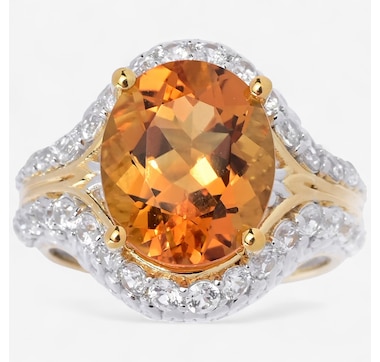 Gems en Vogue Palladium Silver Ametista Fire Citrine and White Zircon Ring