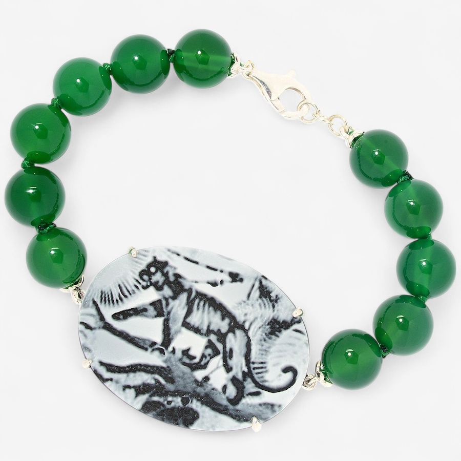 Image 746998_GRN.jpg, Product 746-998 / Price $99.99, Gems en Vogue Palladium Silver Agate Cameo and Chalcedony Bracelet from Gems En Vogue on TSC.ca's Jewellery department