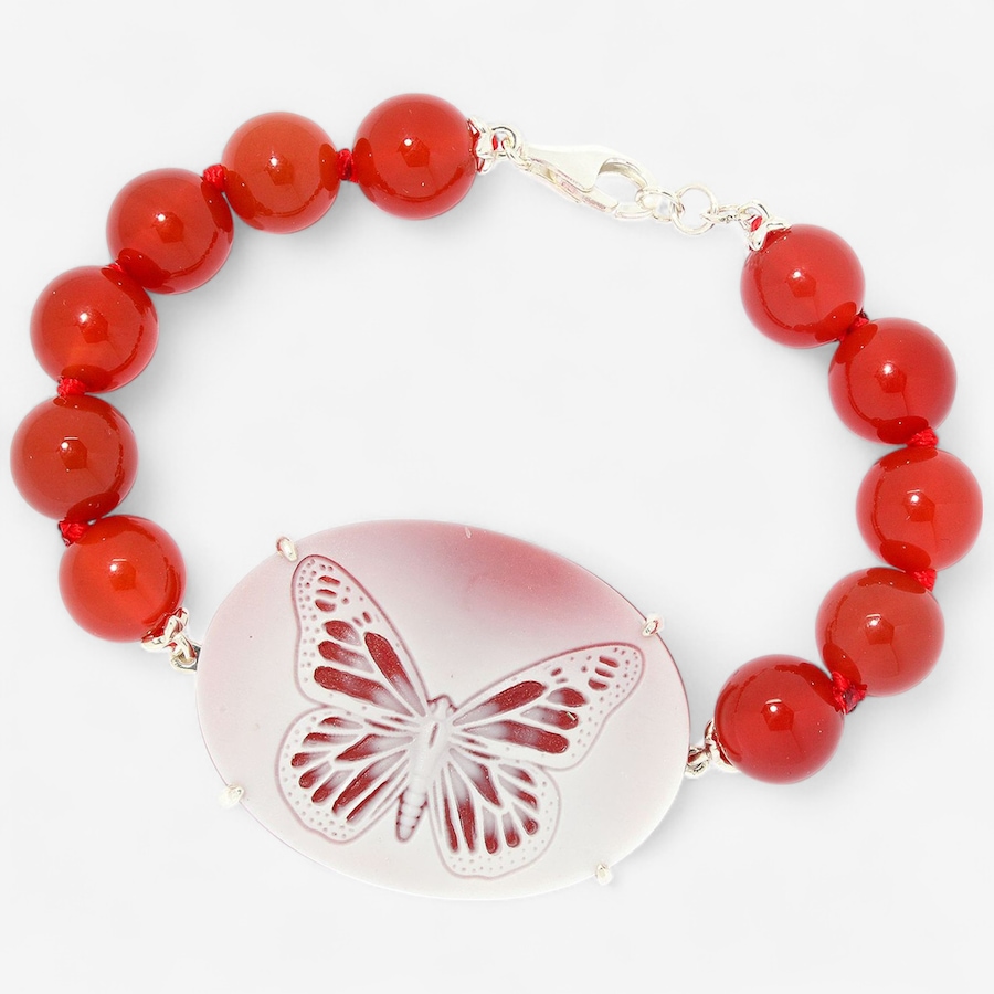Image 746998_RED.jpg, Product 746-998 / Price $99.99, Gems en Vogue Palladium Silver Agate Cameo and Chalcedony Bracelet from Gems En Vogue on TSC.ca's Jewellery department