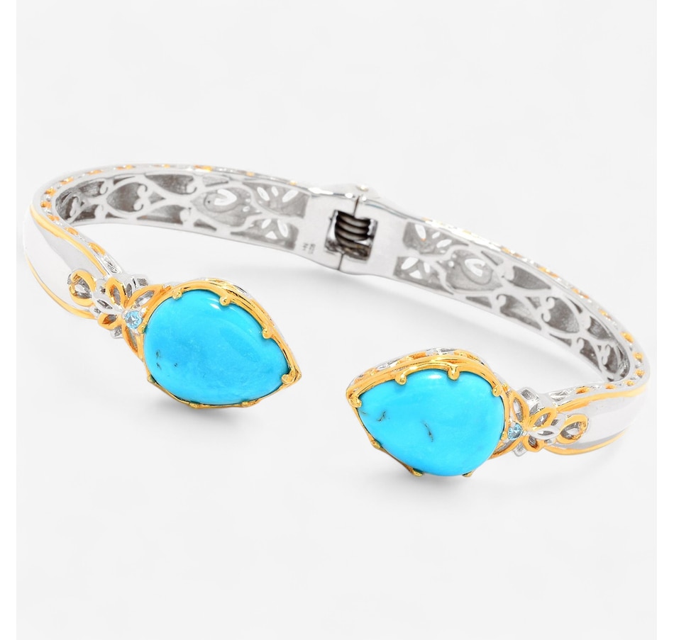 Image 747002.jpg, Product 747-002 / Price $449.99, Gems en Vogue Palladium Silver Kingman Turquoise Kissing Cuff Bangle from Gems En Vogue on TSC.ca's Jewellery department