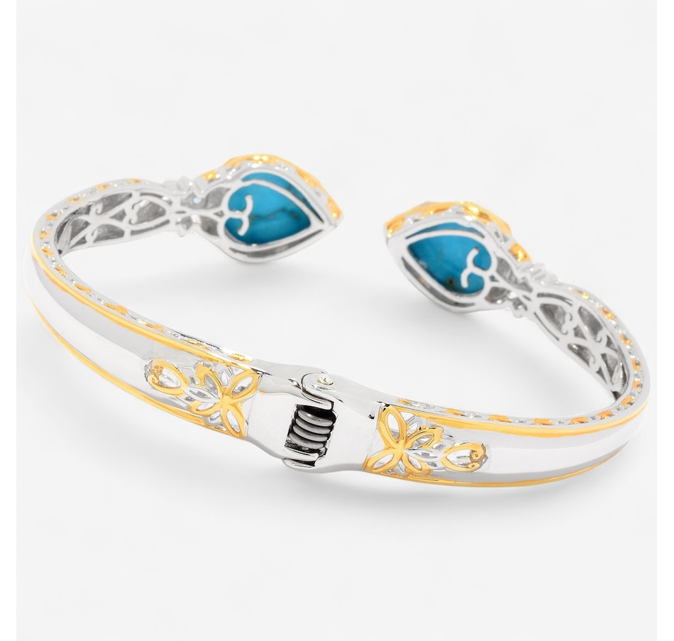 Image 747002_ALTMORE1.jpg, Product 747-002 / Price $449.99, Gems en Vogue Palladium Silver Kingman Turquoise Kissing Cuff Bangle from Gems En Vogue on TSC.ca's Jewellery department