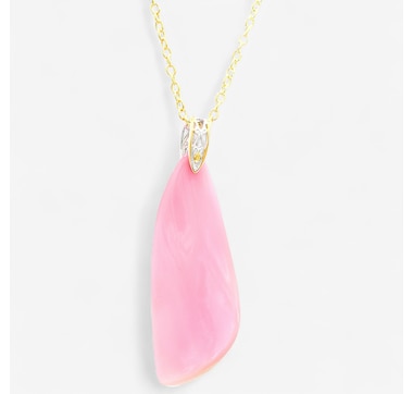 Gems en Vogue Palladium Silver Conch Shell Pendant with Chain