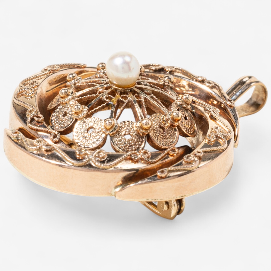Image 747061_ALTMORE1.jpg, Product 747-061 / Price $2,595.00, Estate Originals 14K Rose Gold Pinwheel Style Pearl Brooch/Pendant from Estate Originals on TSC.ca's Jewellery department