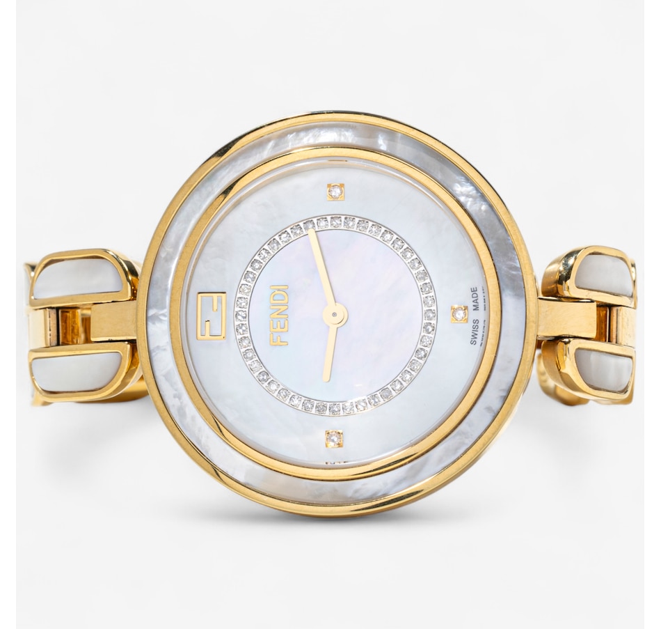 Image 747062.jpg, Product 747-062 / Price $1,995.00, Estate Originals Gold-Plated Stainless-Steel Mother-of-Pearl Fendi "My Way" Swiss Made Quartz Watch from Estate Originals on TSC.ca's Jewellery department