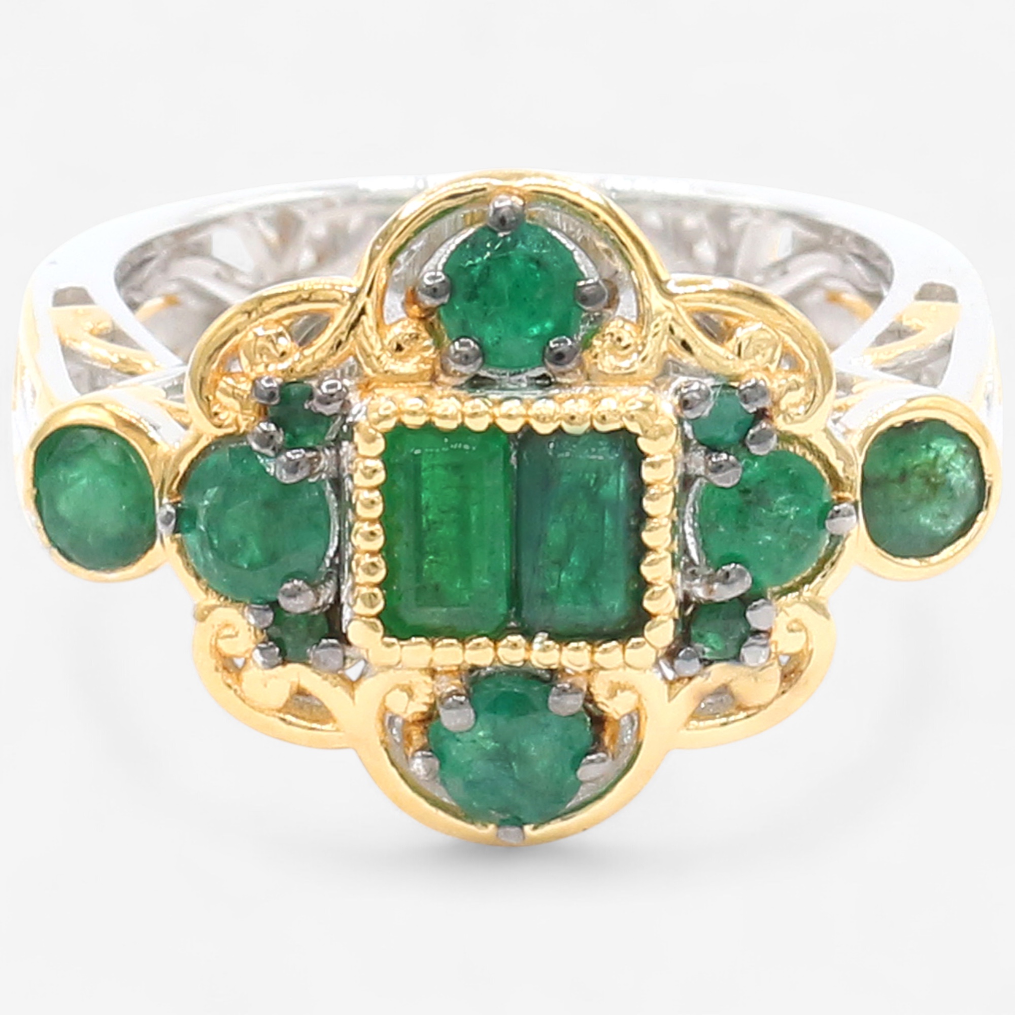 Gems En Vogue Palladium Silver Grizzly Emerald Ring - TSC.ca