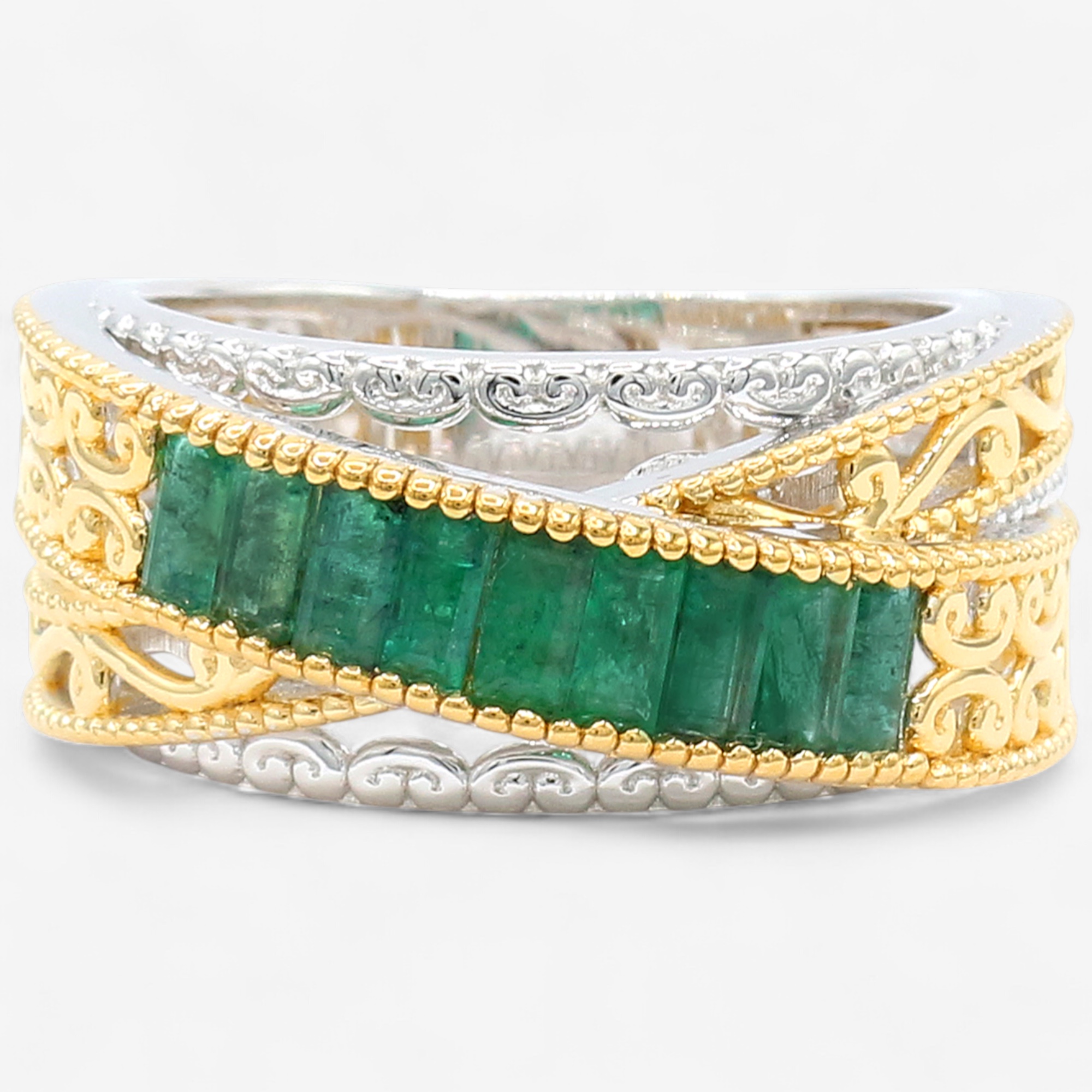 Gems En Vogue Palladium Silver Grizzly Emerald Ring - TSC.ca