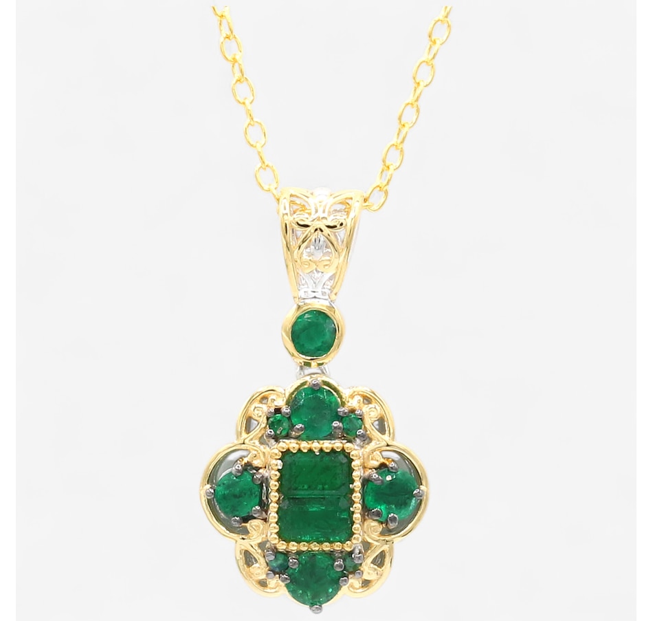 Image 747066_CLUS.jpg, Product 747-066 / Price $399.99, Gems En Vogue Palladium Silver Grizzly Emerald Pendant With Chain from Gems En Vogue on TSC.ca's Jewellery department